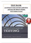 Test Bank - Psychological Testing&colon; Principles&comma; Applications&comma; and Issues&comma; 9th edition by Kaplan & Saccuzzo&comma; All 21 Chapters Covered&comma; Verified Latest Edition