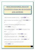 HOSA BEHAVIORAL HEALTH STATISTICS EXAM 2025 QUESTIONS AND ANSWERS