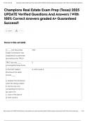 Champions Real Estate Exam Prep &lpar;Texas&rpar; 2025 UPDATE Verified Questions And Answers &vert; With 100&percnt; Correct Answers graded A&plus; Guaranteed Success&excl;&excl;