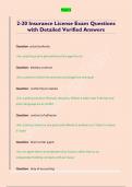 2-20 Insurance License Exam Questions  with Detailed Verified Answers 