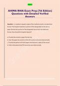 AHIMA RHIA Exam Prep &lpar;7th Edition&rpar;  Questions with Detailed Verified  Answers 