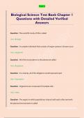 Biological Science Test Bank Chapter 1  Questions with Detailed Verified  Answers