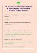 CA Insurance Exam Accident&comma; Sickness  or Health Spanish Questions with  Detailed Verified Answers