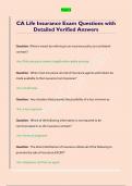 CA Life Insurance Exam Questions with  Detailed Verified Answers