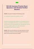 CA Life Insurance Practice Exam  Questions with Detailed Verified  Answers