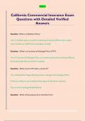 California Commercial Insurance Exam  Questions with Detailed Verified  Answers