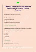 California Property and Casualty Exam Questions with Detailed Verified Answers