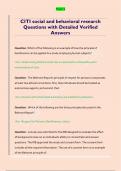 CITI social and behavioral research  Questions with Detailed Verified  Answers