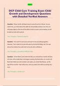 DCF Child Care Training Exam Child  Growth and Development Questions  with Detailed Verified Answers