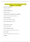 MATH 216 FINAL TEST QUESTIONS AND CORRECT ANSWERS&excl;&excl;