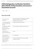 CFESA Refrigeration Certification Test EXAM 2025 UPDATE Verified Questions And Answers &vert; Guaranteed Success&excl;&excl;