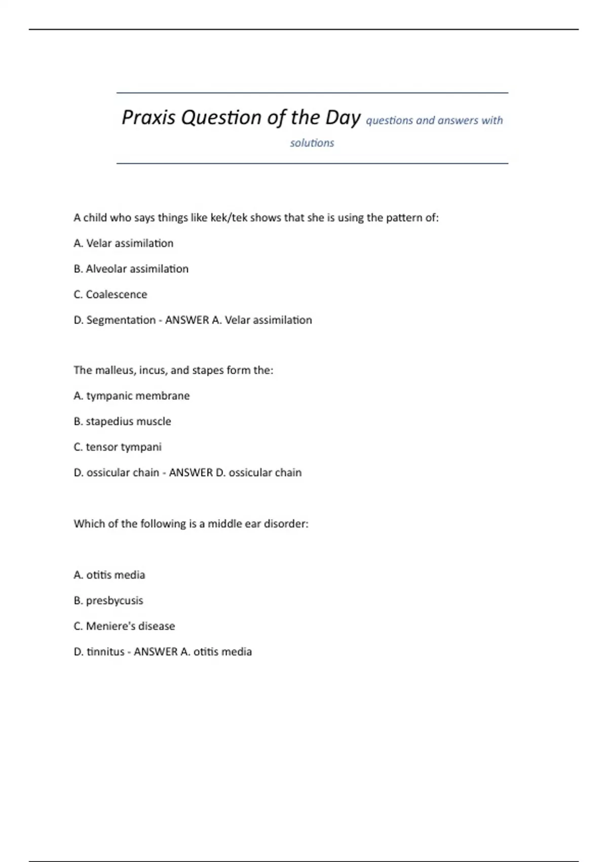Praxis Slp Question Of The Day