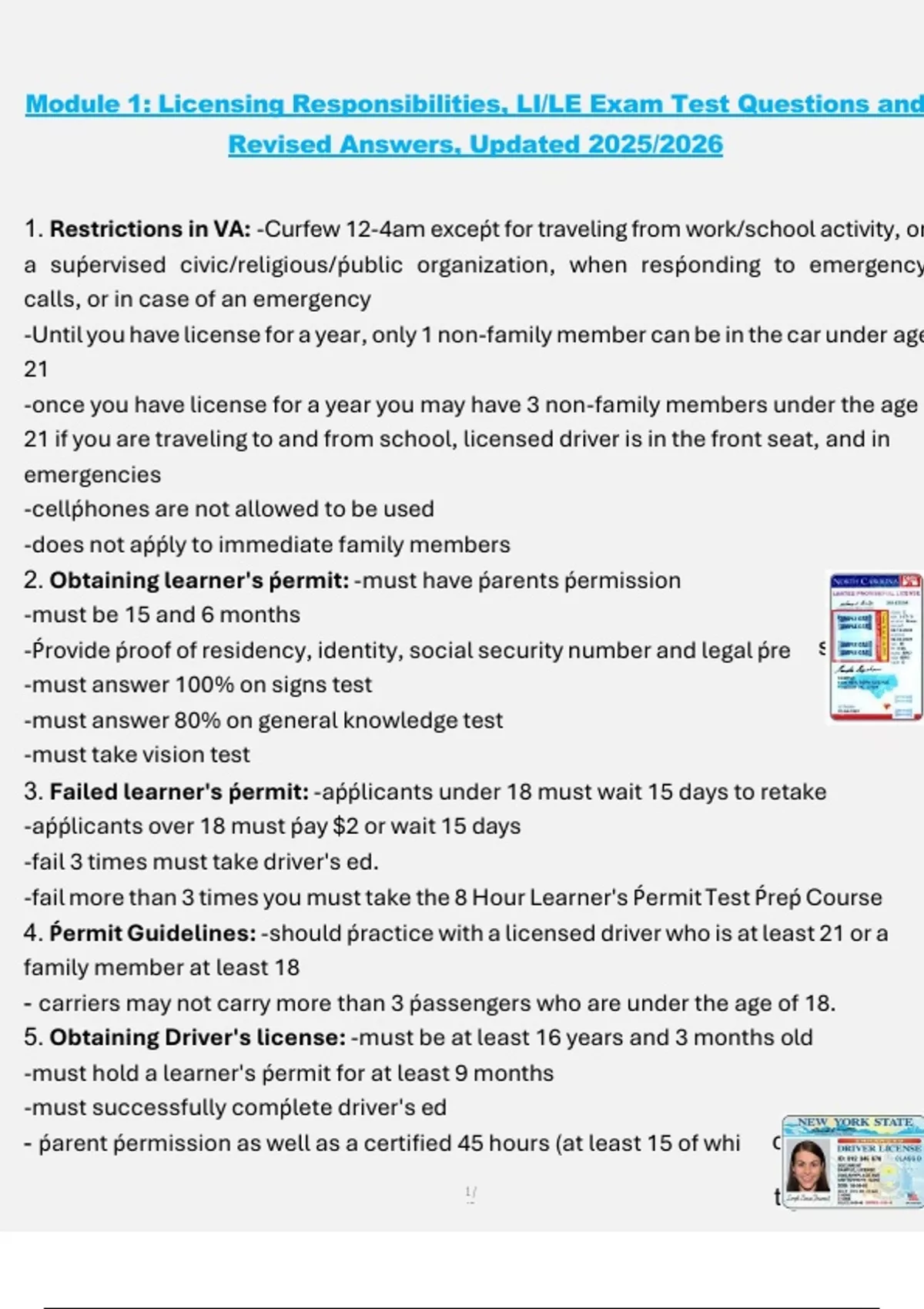 Module 1: Licensing Responsibilities, LI/LE Exam Test Questions and ...