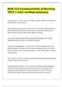 NUR 215 Fundamentals of Nursing TEST 1 with verified solutions