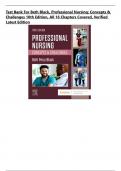 TEST BANK for Beth Black&comma; Professional Nursing&colon; Concepts & Challenges 10th Edition&comma; All 16 Chapters Covered&comma; Verified Latest Edition
