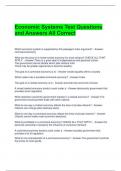 Economic Systems Test Questions and Answers All Correct 