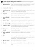 Public Adjuster Illinois exam vocabulary
