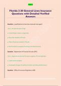 Florida 2-20 General Lines Insurance  Questions with Detailed Verified  Answers