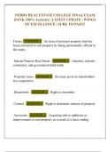 PERRY REAL ESTATE COLLEGE FINAL EXAM  BANK 100&percnt; Accurate &vert; LATEST UPDATE &vert; WINGS  OF EXCELLENCE &vert; SURE TO PASS&excl;&excl; 