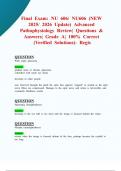 Final Exam&colon; NU 606&sol; NU606 &lpar;NEW 2025&sol; 2026 Update&rpar; Advanced Pathophysiology Review&vert; Questions & Answers&vert; Grade A&vert; 100&percnt; Correct &lpar;Verified Solutions&rpar;- Regis