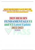 NUR301 &ndash; HESI RN Fundamentals V1 & V2 &ndash; Exit Exam Questions and Answers &vert; 100&percnt; Correct and Verified &vert; Latest 2022&sol;2023 Version
