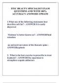 ITEC BEAUTY SPECIALIST EXAM QUESTI0NS AND WITH 100&percnt;  ACCURACY ANSWERS UPDATE 
