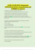 ACHE FACHE BOG Management  UPDATED ACTUAL  Exam Questions and  CORRECT Answers