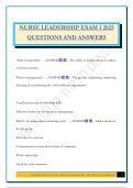 NURSE LEADERSHIP EXAM 1 2025 QUESTIONS AND ANSWERS