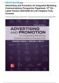 TEST BANK for Advertising and Promotion An Integrated Marketing Communications Perspective Paperback 13th Ed – Latest Version 2025/2026 [A+] All Chapters Fully Covered by Michael A. Belch George E. Belch,(Editors)