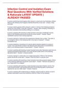Infection Control and Isolation Exam Real Questions With Verified Solutions & Rationale LATEST UPDATE &vert; ALREADY PASSED
