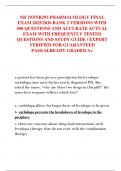 NR 293&sol;NR293 PHARMACOLOGY FINAL  EXAM 2025&sol;2026 BANK 2 VERSIONS WITH  500 QUESTIONS AND ACCURATE ACTUAL  EXAM WITH FREQUENTLY TESTED  QUESTIONS AND STUDY GUIDE &sol; EXPERT  VERIFIED FOR GUARANTEED  PASS&sol;ALREADY GRADED A&plus;