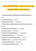 NAHP EXAM &lpar;NRCMA&rpar; - Medical Terminology Questions With Correct Answers