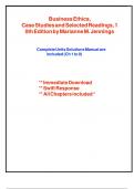 Business Ethics&colon; Case Studies and Selected Readings&comma; 10th Edition &ndash; Instructor&rsquo;s Manual with Test Bank by Marianne M&period; Jennings