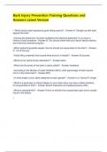 Back Injury Prevention Training Questions and Answers Latest Version