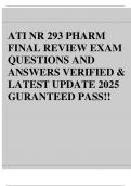 ATI NR 293 Pharmacology Final Exam Review &ndash; Verified Questions and Answers &vert; 2025 Update &vert; Guaranteed Pass