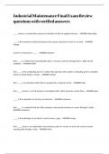 Industrial Maintenance Final Exam Review questions with verified answers