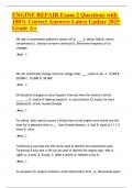 ENGINE REPAIR Exam 2 Questions with 100- Correct Answers Latest Update 2025 Grade A&plus; 