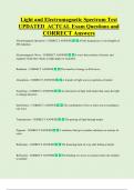 Light and Electromagnetic Spectrum Test  UPDATED  ACTUAL Exam Questions and  CORRECT Answers 
