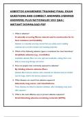 ASBESTOS AWARENESS TRAINING FINAL EXAM  QUESTIONS AND CORRECT ANSWERS &lpar;VERIFIED  ANSWERS&rpar; PLUS RATIONALES 2025 Q&A &vert;  INSTANT DOWNLOAD PDF