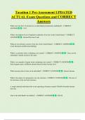 Taxation 1 Pre-Assessment UPDATED  ACTUAL Exam Questions and CORRECT  Answers 