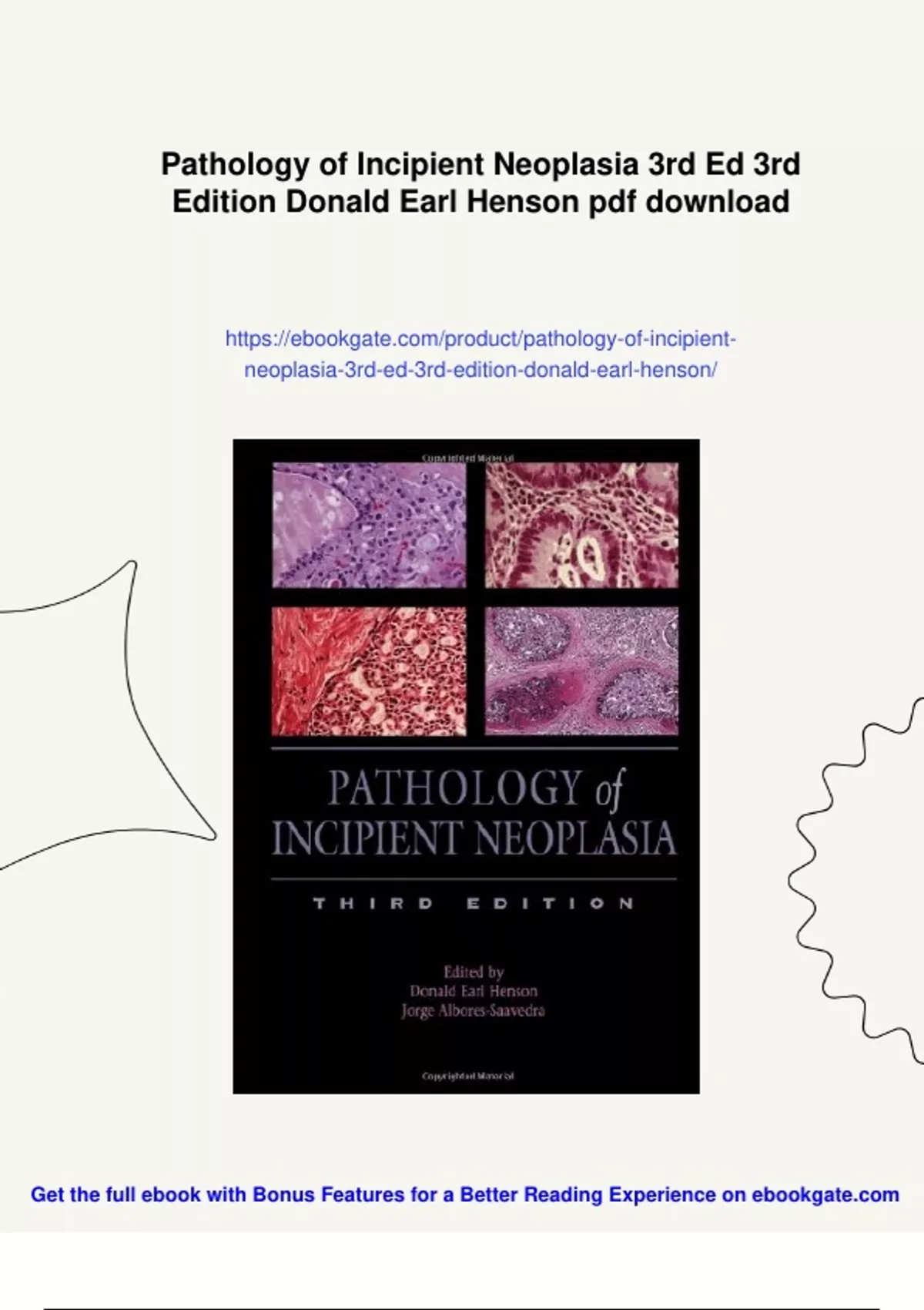 Incipient Rdige Summary Pathology of Incipient Neoplasia 3rd Ed 3rd Edition Donald Earl ...