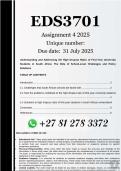 EDS3701 Assignment 4 &lpar;100&percnt; ANSWERS&rpar; 2025 - DUE 31 July 2025 