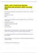 ENGL 1101- Final Exam Review Question and answers 100&percnt; correctly 2025