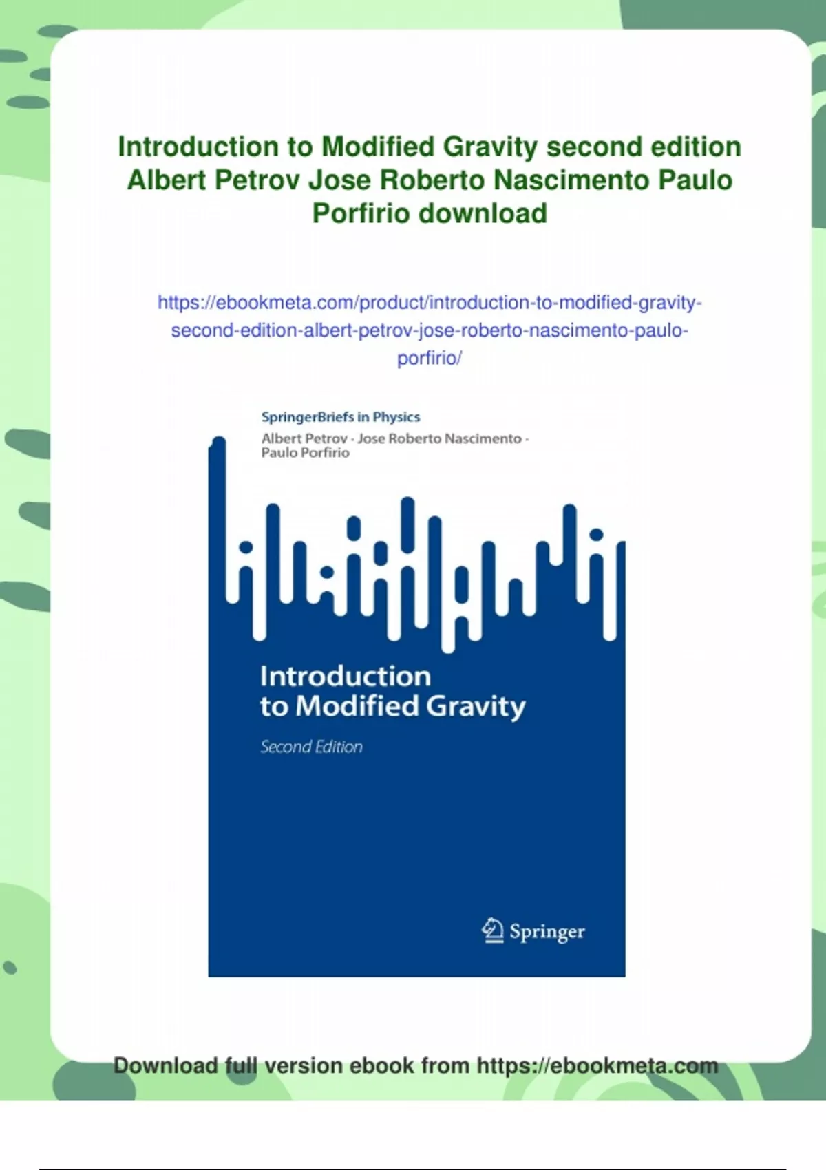 Summary Introduction to Modified Gravity second edition Albert Petrov ...
