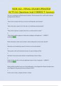 NUR 162 - FINAL EXAM UPDATED  ACTUAL Questions And CORRECT Answers