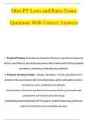 Ohio PT Laws and Rules Exam Questions With Correct Answers 