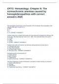 CPTC&colon; Hematology&colon; CHapter 8&colon; The normochromic anemias caused by hemoglobinopathies with correct answers 2025