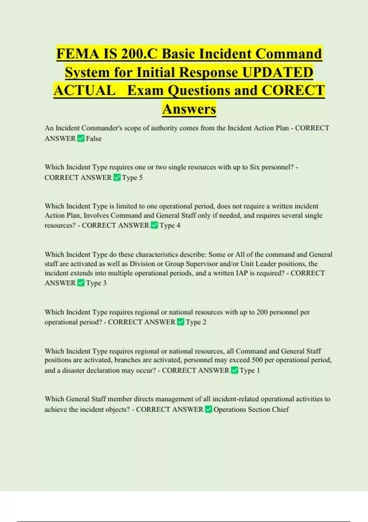 FEMA IS 200.C Basic Incident Command System for Initial Response ...