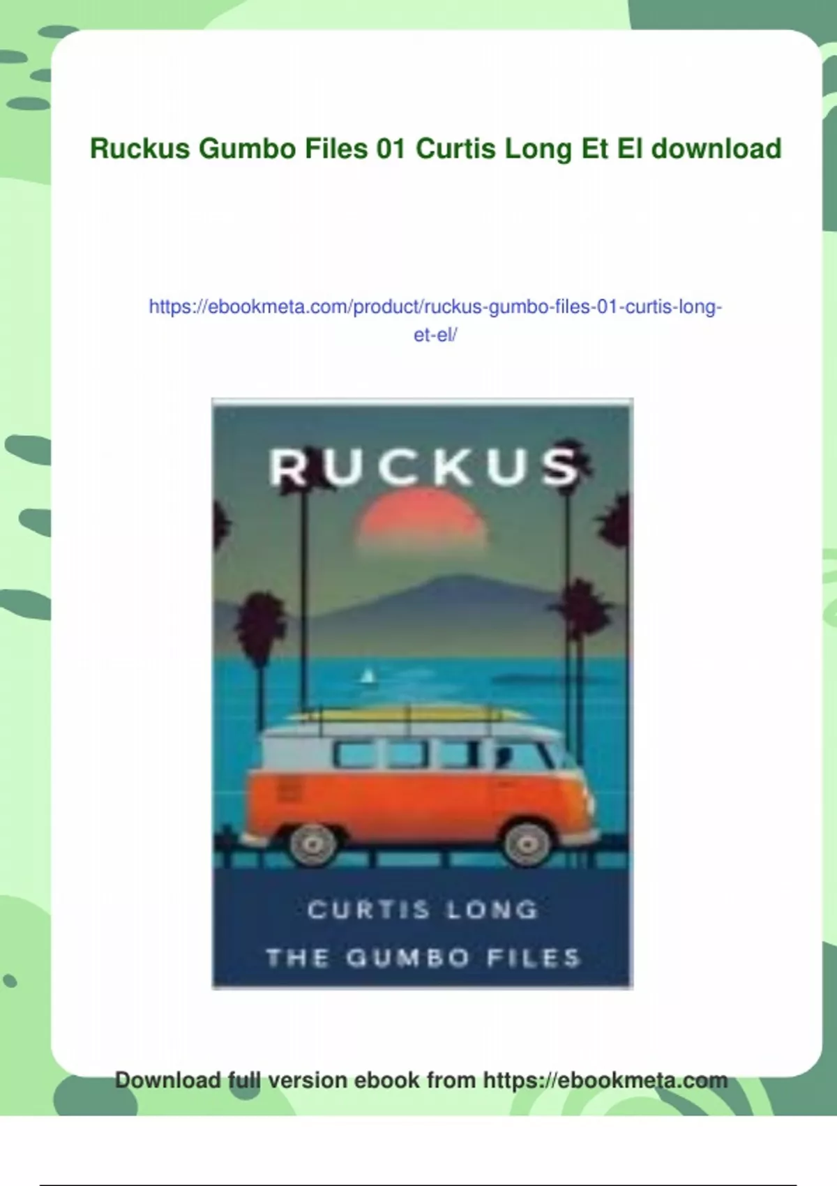 Summary Ruckus Gumbo Files 01 Curtis Long Et El - Instant Download ...
