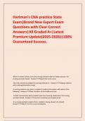   Hartman's CNA practice State Exam&vert;Brand New Expert Exam Questions with Clear Correct Answers&vert;All Graded A&plus;&vert;Latest Premium Update&lpar;2025-2026&rpar;&vert;100&percnt; Guaranteed Success&period;